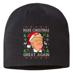 Funny Trump 2024 Make Christmas Great Again Ugly Sustainable Beanie