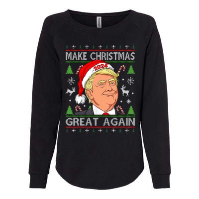 Funny Trump 2024 Make Christmas Great Again Ugly Womens California Wash Sweatshirt