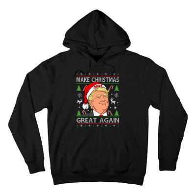 Funny Trump 2024 Make Christmas Great Again Ugly Tall Hoodie