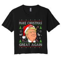 Funny Trump 2024 Make Christmas Great Again Ugly Women's Crop Top Tee