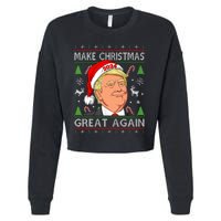 Funny Trump 2024 Make Christmas Great Again Ugly Cropped Pullover Crew