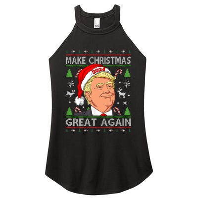 Funny Trump 2024 Make Christmas Great Again Ugly Women's Perfect Tri Rocker Tank