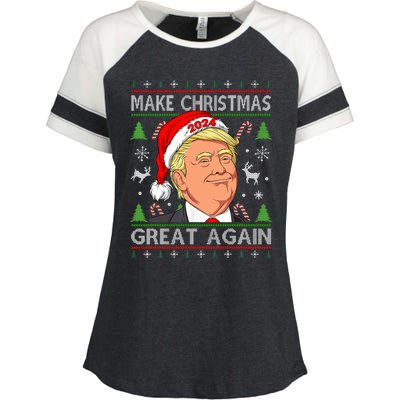 Funny Trump 2024 Make Christmas Great Again Ugly Enza Ladies Jersey Colorblock Tee