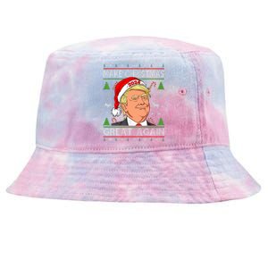 Funny Trump 2024 Make Christmas Great Again Ugly Tie-Dyed Bucket Hat