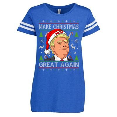 Funny Trump 2024 Make Christmas Great Again Ugly Enza Ladies Jersey Football T-Shirt