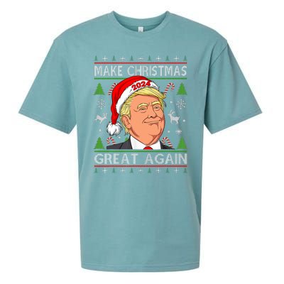 Funny Trump 2024 Make Christmas Great Again Ugly Sueded Cloud Jersey T-Shirt