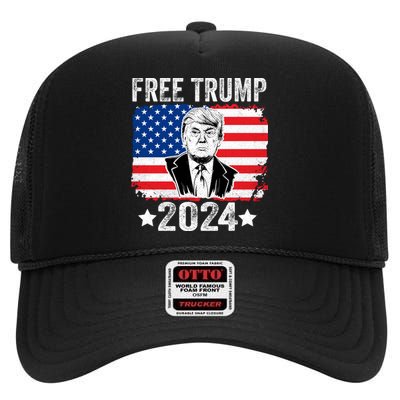 FREE TRUMP 2024 High Crown Mesh Back Trucker Hat