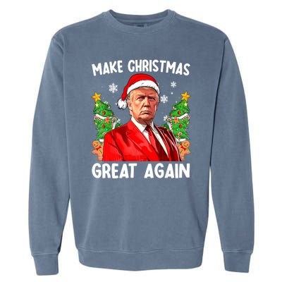 Funny Trump 2024 Make Christmas Great Again Funny Xmas Santa Gift Garment-Dyed Sweatshirt