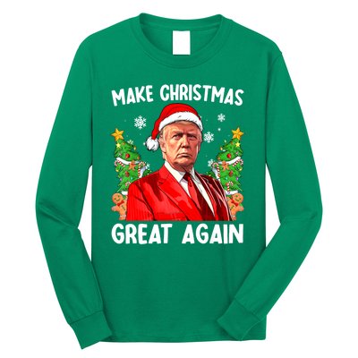 Funny Trump 2024 Make Christmas Great Again Funny Xmas Santa Gift Long Sleeve Shirt