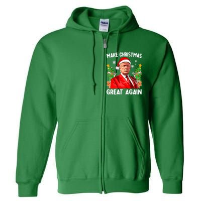 Funny Trump 2024 Make Christmas Great Again Funny Xmas Santa Gift Full Zip Hoodie