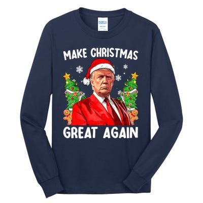 Funny Trump 2024 Make Christmas Great Again Funny Xmas Santa Gift Tall Long Sleeve T-Shirt