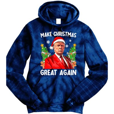 Funny Trump 2024 Make Christmas Great Again Funny Xmas Santa Gift Tie Dye Hoodie