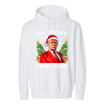 Funny Trump 2024 Make Christmas Great Again Funny Xmas Santa Gift Garment-Dyed Fleece Hoodie