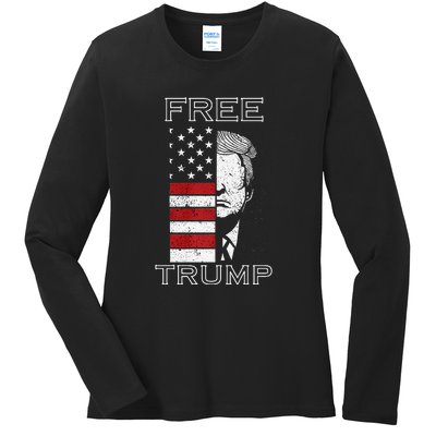 Free Trump 2024 Ladies Long Sleeve Shirt