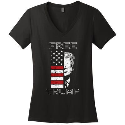 Free Trump 2024 Women's V-Neck T-Shirt