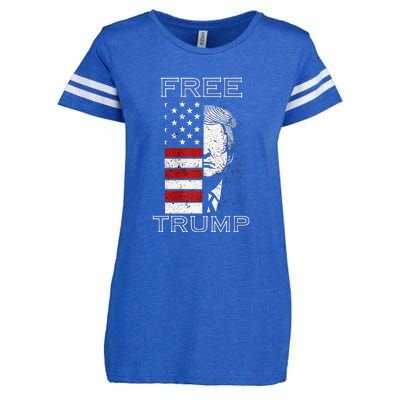 Free Trump 2024 Enza Ladies Jersey Football T-Shirt