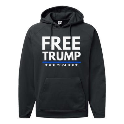 Free Trump 2024 Performance Fleece Hoodie