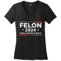 Felon Trump 2024 Take America Back Vintage Women's V-Neck T-Shirt