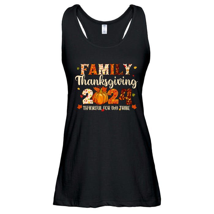 Family Thanksgiving 2024 Thankful For My Tribe Fall Autumn Ladies Essential Flowy Tank