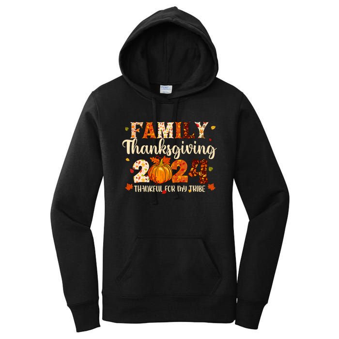 Family Thanksgiving 2024 Thankful For My Tribe Fall Autumn Women's Pullover Hoodie