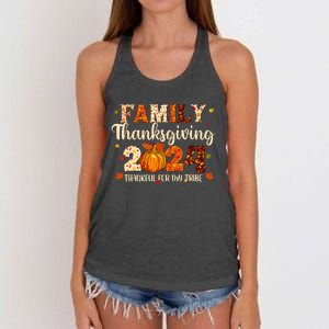 Family Thanksgiving 2024 Thankful For My Tribe Fall Autumn Women's Knotted Racerback Tank