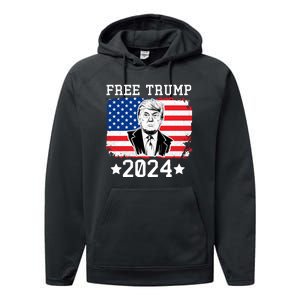 Free Trump 2024 Donald Trump USA Election Performance Fleece Hoodie