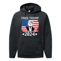 Free Trump 2024 Donald Trump USA Election Performance Fleece Hoodie