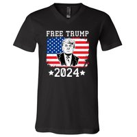 Free Trump 2024 Donald Trump USA Election V-Neck T-Shirt