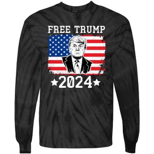 Free Trump 2024 Donald Trump USA Election Tie-Dye Long Sleeve Shirt