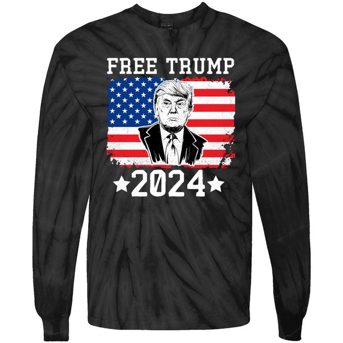 Free Trump 2024 Donald Trump USA Election Tie-Dye Long Sleeve Shirt