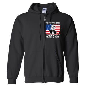 Free Trump 2024 Donald Trump USA Election Full Zip Hoodie