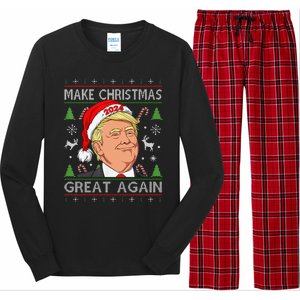 Funny Trump 2024 Make Christmas Great Again Ugly Sweater Long Sleeve Pajama Set