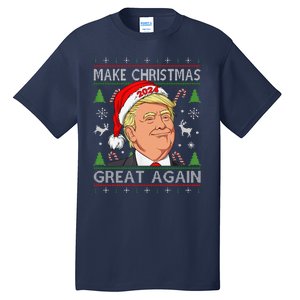 Funny Trump 2024 Make Christmas Great Again Ugly Sweater Tall T-Shirt