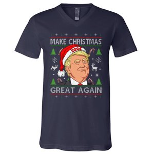 Funny Trump 2024 Make Christmas Great Again Ugly Sweater V-Neck T-Shirt