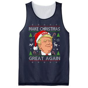 Funny Trump 2024 Make Christmas Great Again Ugly Sweater Mesh Reversible Basketball Jersey Tank