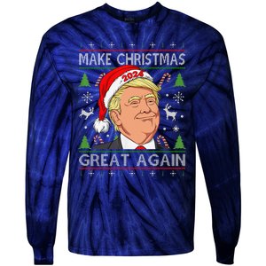 Funny Trump 2024 Make Christmas Great Again Ugly Sweater Tie-Dye Long Sleeve Shirt