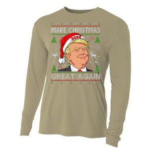 Funny Trump 2024 Make Christmas Great Again Ugly Sweater Cooling Performance Long Sleeve Crew