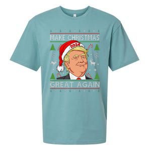 Funny Trump 2024 Make Christmas Great Again Ugly Sweater Sueded Cloud Jersey T-Shirt