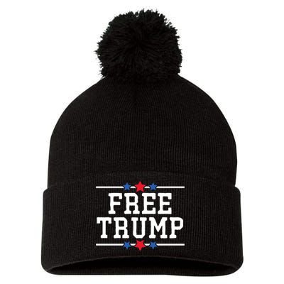 Free Trump 2024 Donald Trump USA Election Pom Pom 12in Knit Beanie