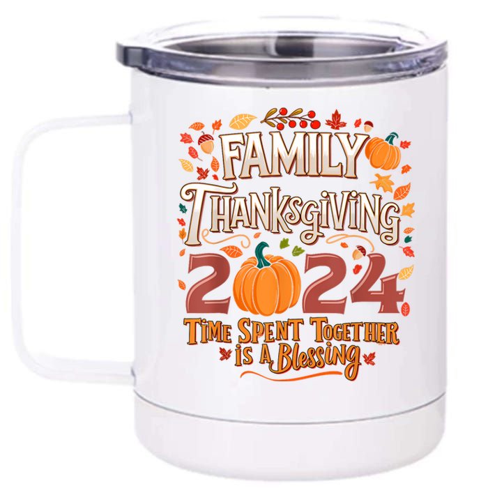 Family Thanksgiving 2024 Thanksgiving Crew Matching Group 12 oz Stainless Steel Tumbler Cup