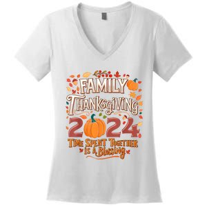 Family Thanksgiving 2024 Thanksgiving Crew Matching Group Women's V-Neck T-Shirt