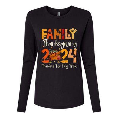 Family Thanksgiving 2024 Crew Dabbing Turkey Group Matching Gift Womens Cotton Relaxed Long Sleeve T-Shirt