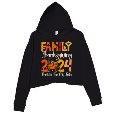 Family Thanksgiving 2024 Crew Dabbing Turkey Group Matching Gift Crop Fleece Hoodie