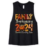 Family Thanksgiving 2024 Crew Dabbing Turkey Group Matching Gift Women's Racerback Cropped Tank