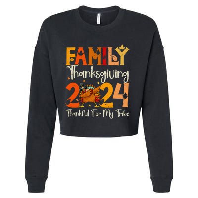 Family Thanksgiving 2024 Crew Dabbing Turkey Group Matching Gift Cropped Pullover Crew