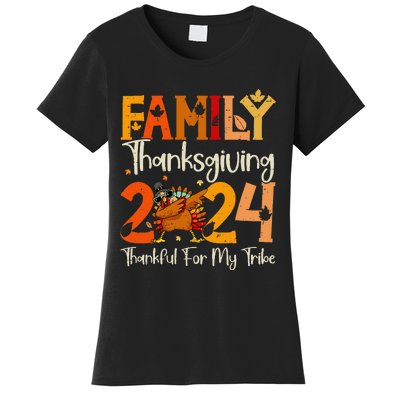 Family Thanksgiving 2024 Crew Dabbing Turkey Group Matching Gift Women's T-Shirt