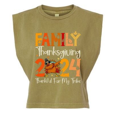 Family Thanksgiving 2024 Crew Dabbing Turkey Group Matching Gift Garment-Dyed Women's Muscle Tee