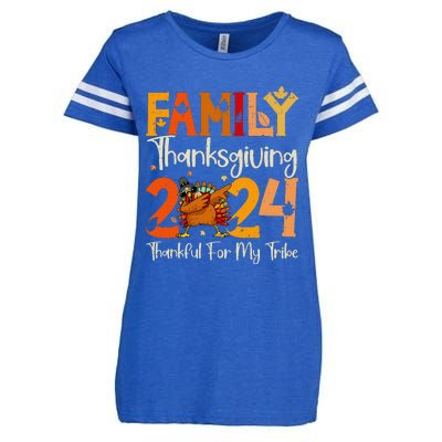 Family Thanksgiving 2024 Crew Dabbing Turkey Group Matching Gift Enza Ladies Jersey Football T-Shirt