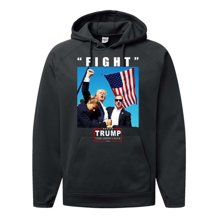 Fight Trump 2024 Take America Back Pennsylvania Rally Shooting Performance Fleece Hoodie