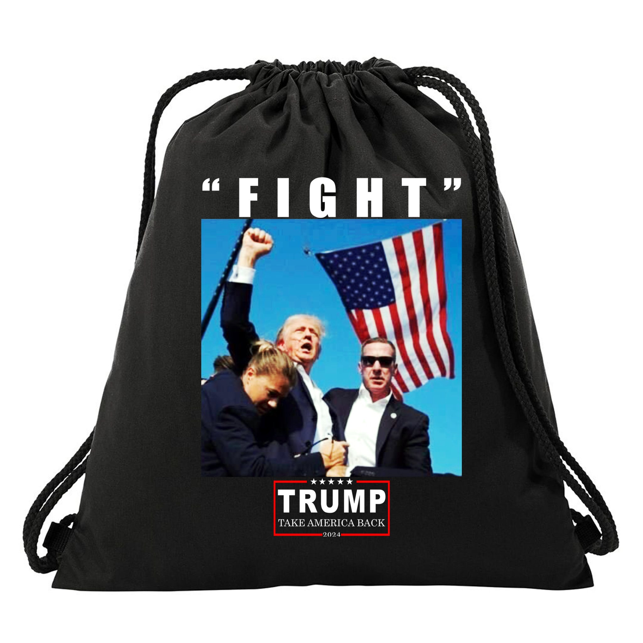 Fight Trump 2024 Take America Back Pennsylvania Rally Shooting Drawstring Bag